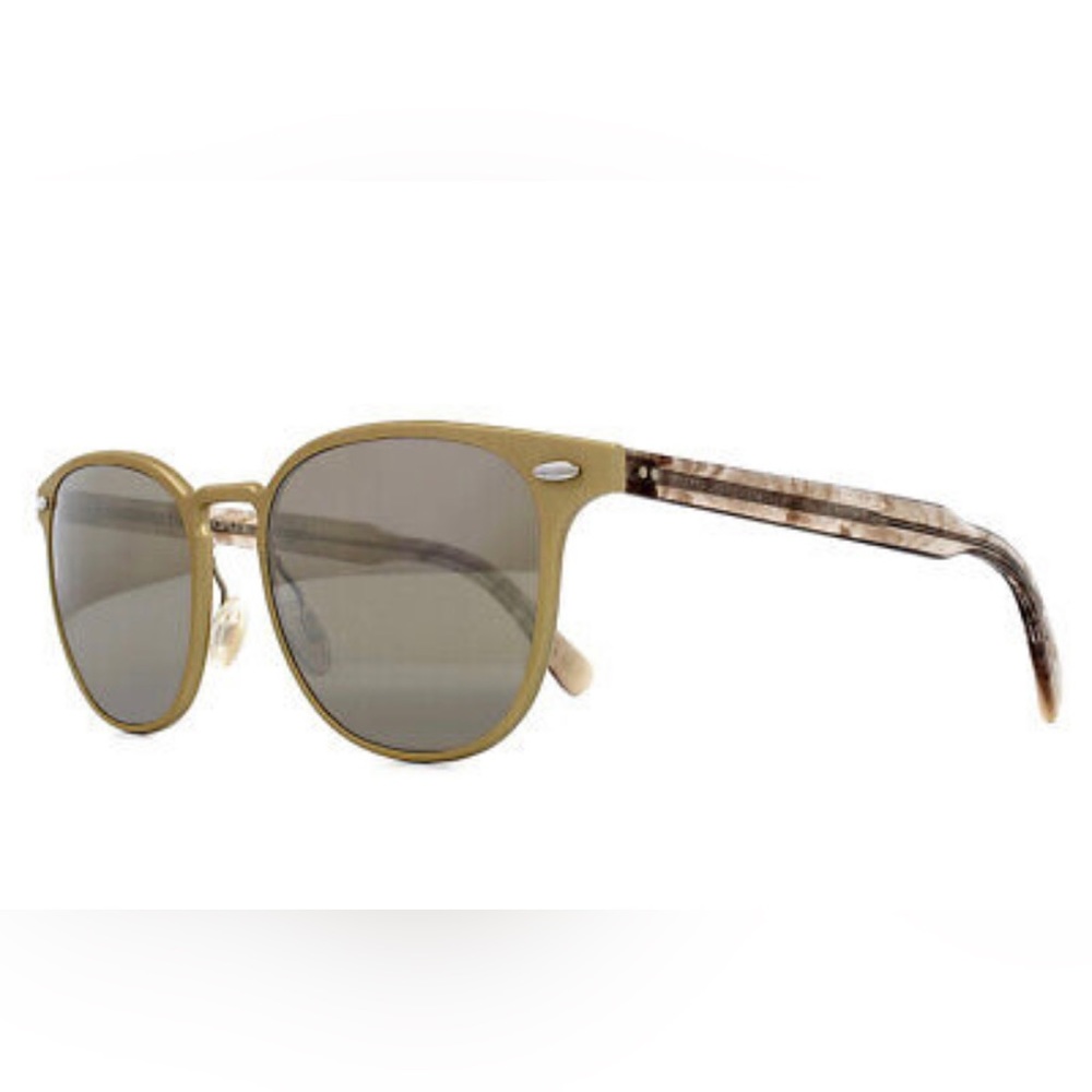 Oliver Peoples Sheldrake Metal Bone Pecan Taupe Mirrored Sunglasses